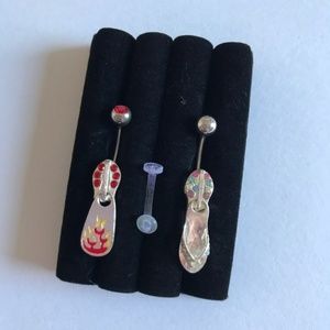🔥Zipper and Flip Flop Belly Button Ring Set